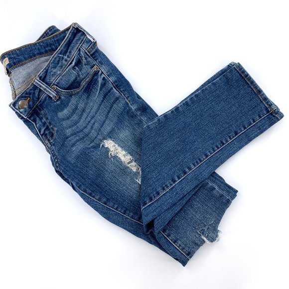 Women's 2.1 Denim Blue Jeans‎ Sz 26 Distressed Ripped Faded Wash Whisker Denim - Picture 7 of 8